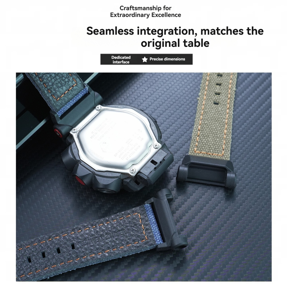 Compatible Nylon & Leather Watch Band for Casio GR-B200