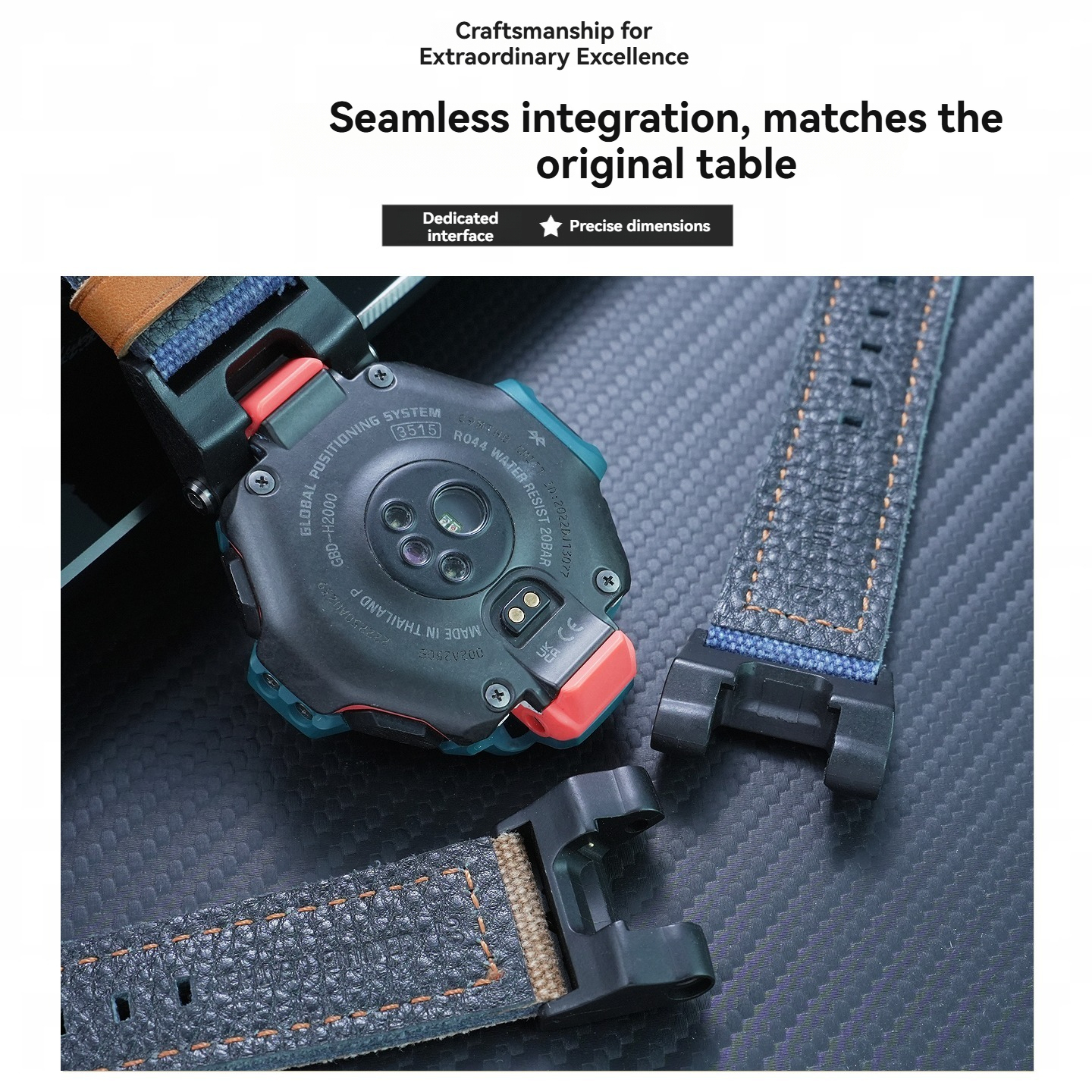 Nylon Canvas Watch Band with Adapter Kit for Casio GBD-H2000 G-SQUAD