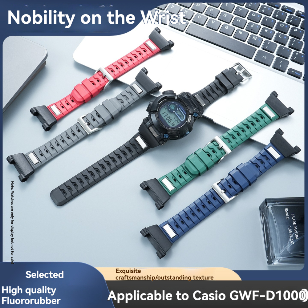 FKM Rubber Dive Strap with Metal Adapter Kit for Casio GWF-D1000 Frogman 6th Gen