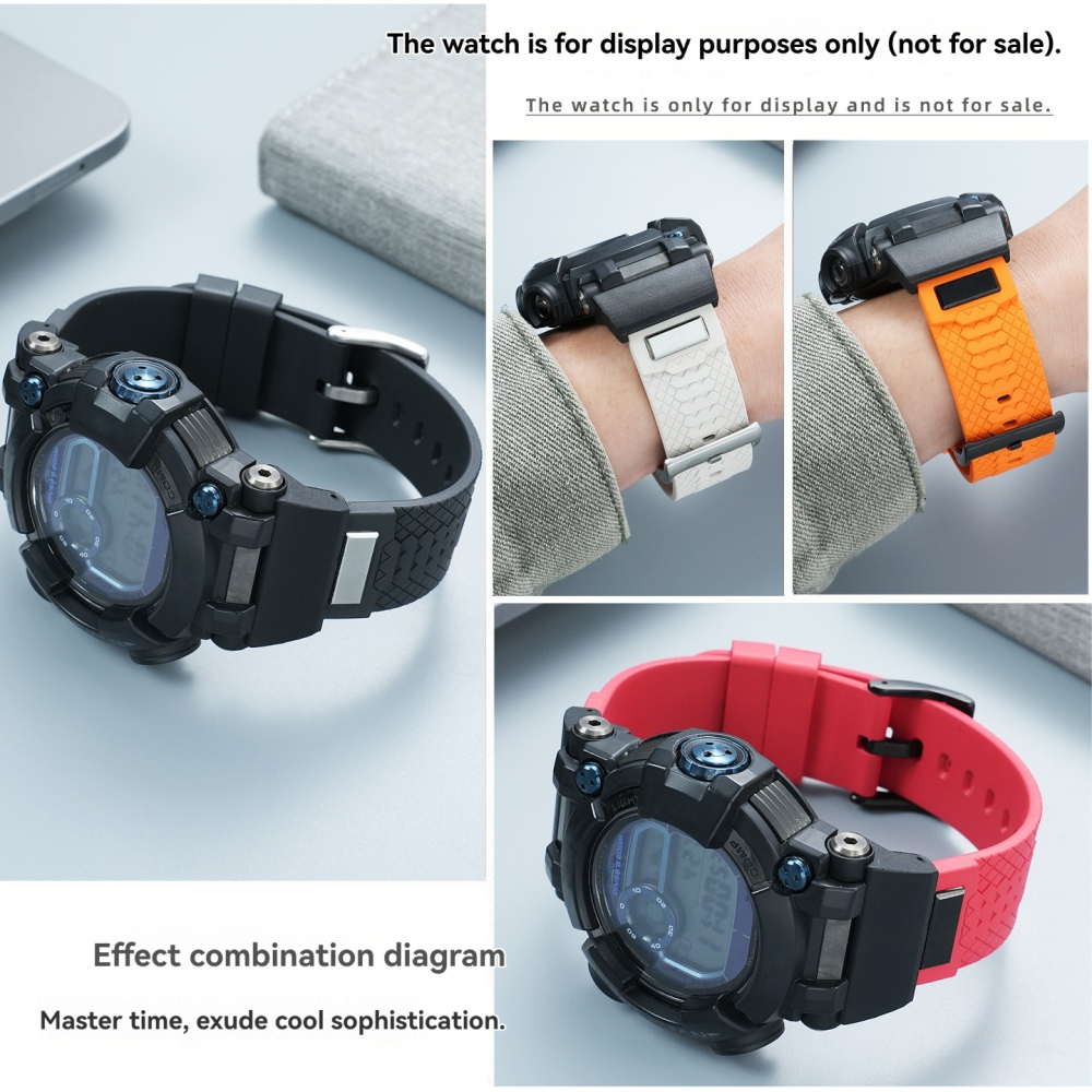 FKM Rubber Watch Band with Adapter Kit for Casio GWF-D1000B Frogman