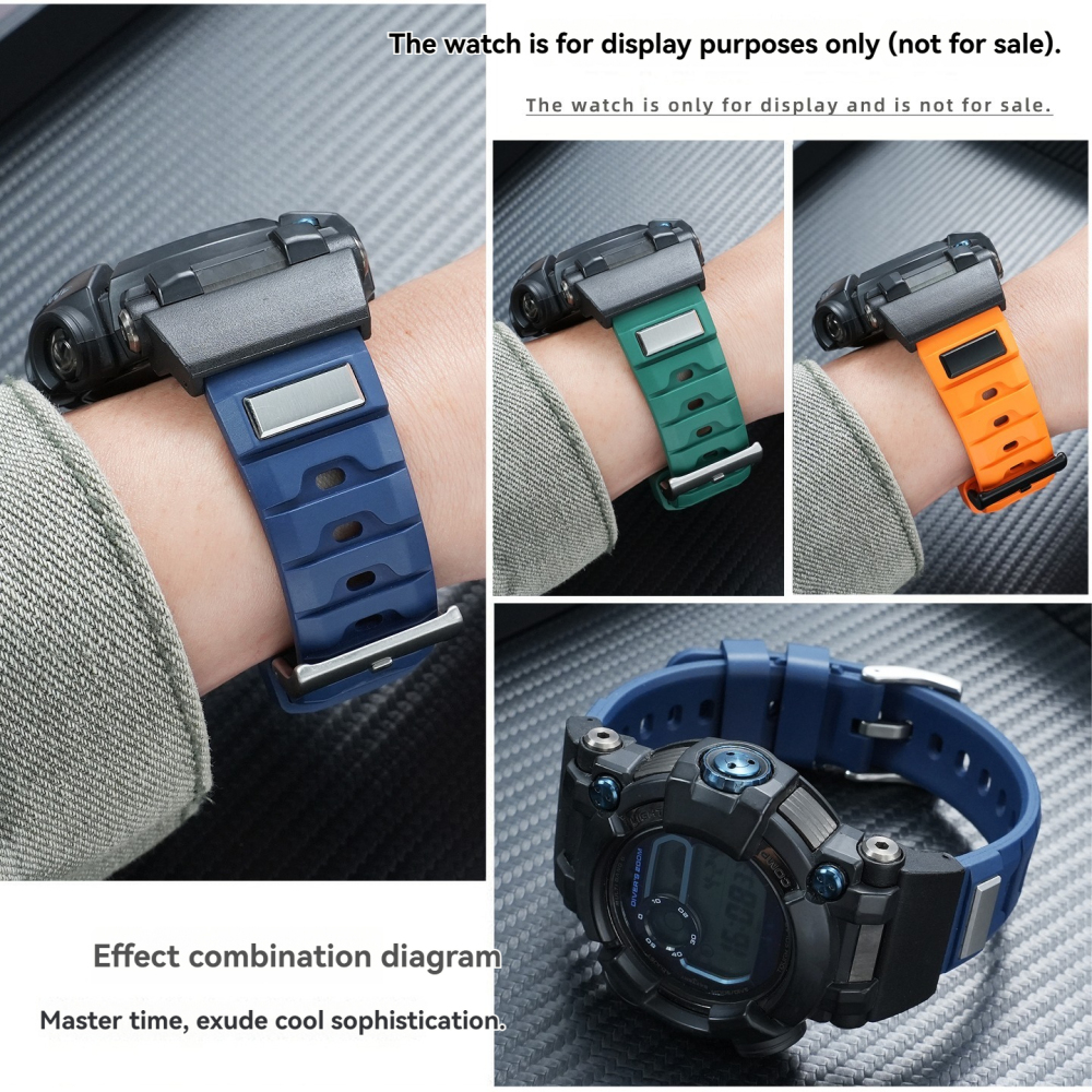 FKM Rubber Dive Strap with Metal Adapter Kit for Casio GWF-D1000 Frogman 6th Gen