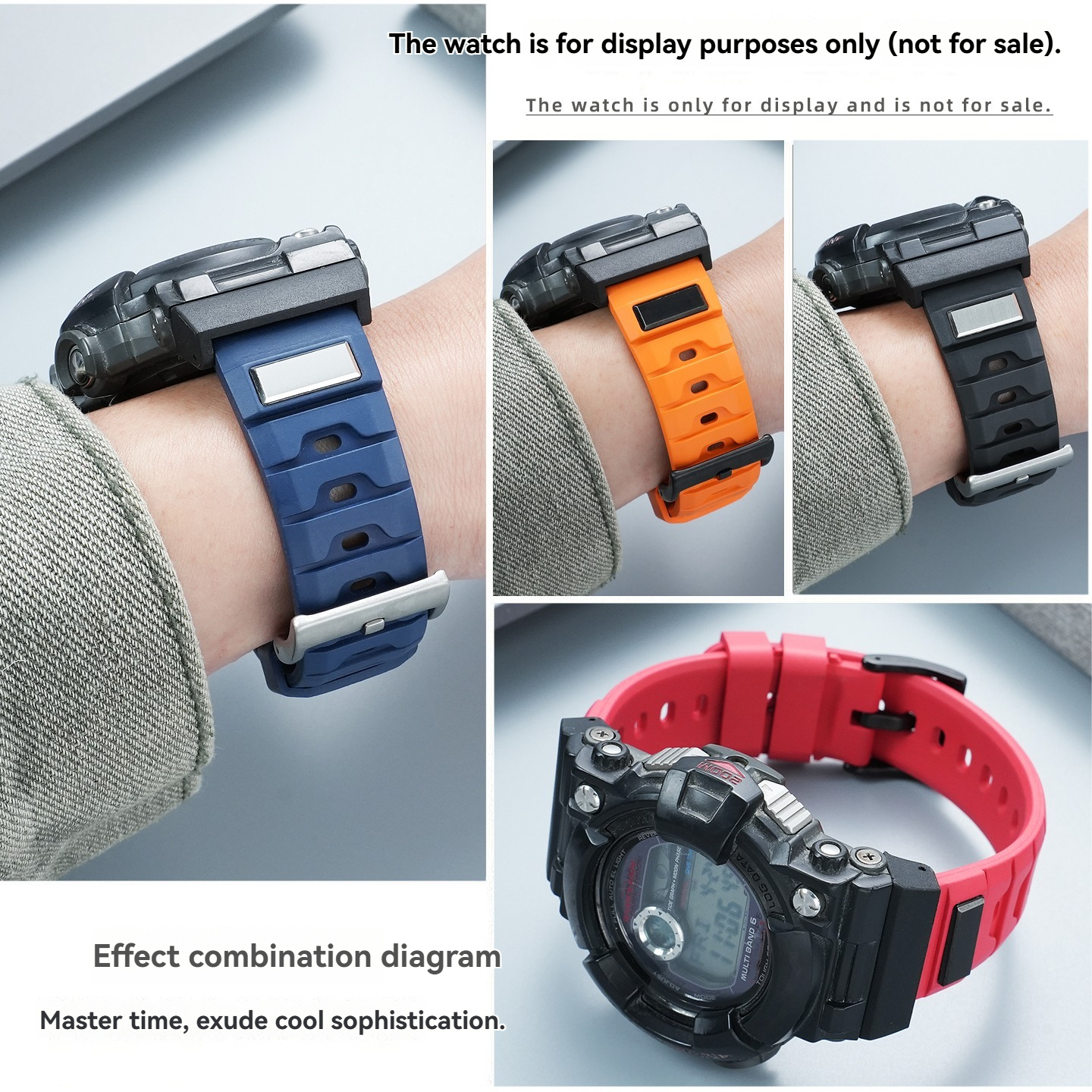 FKM Rubber Dive Strap with Metal Adapter Kit for Casio GWF-1000 Frogman 5th Gen
