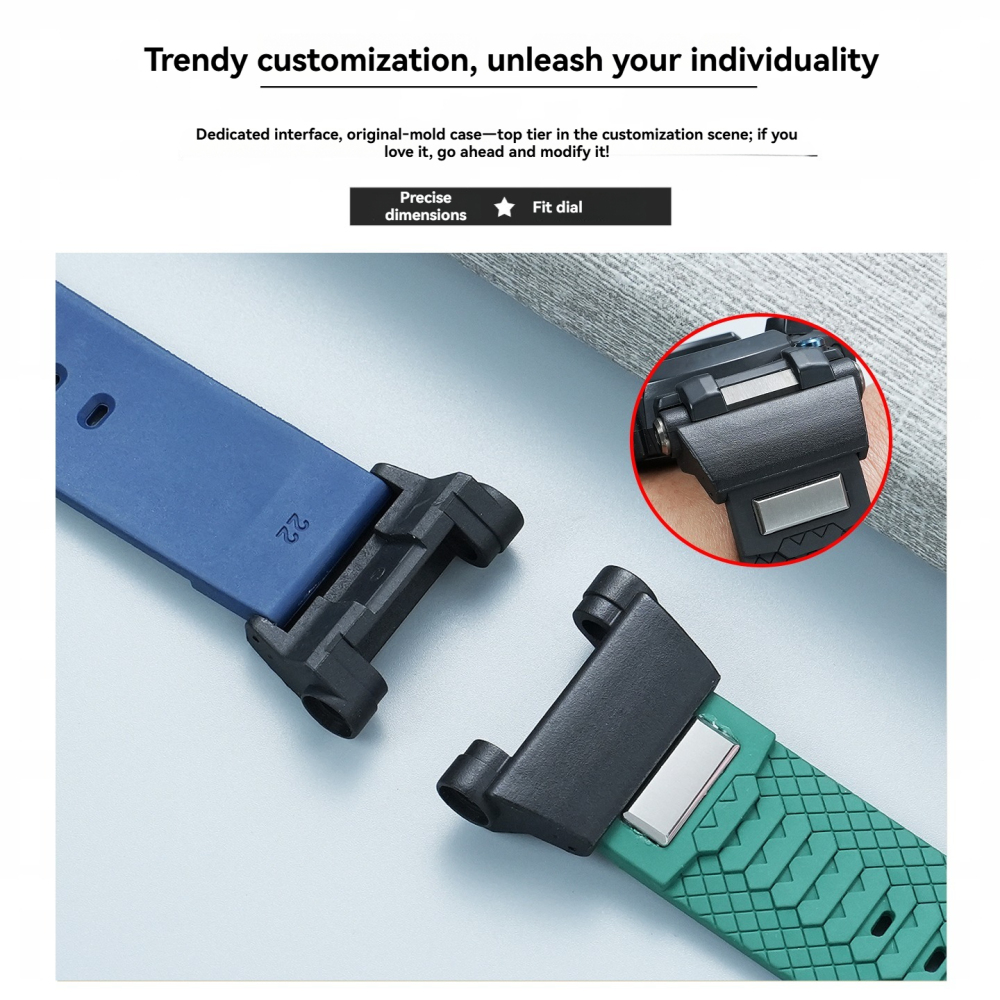 FKM Rubber Watch Band with Adapter Kit for Casio GWF-D1000B Frogman