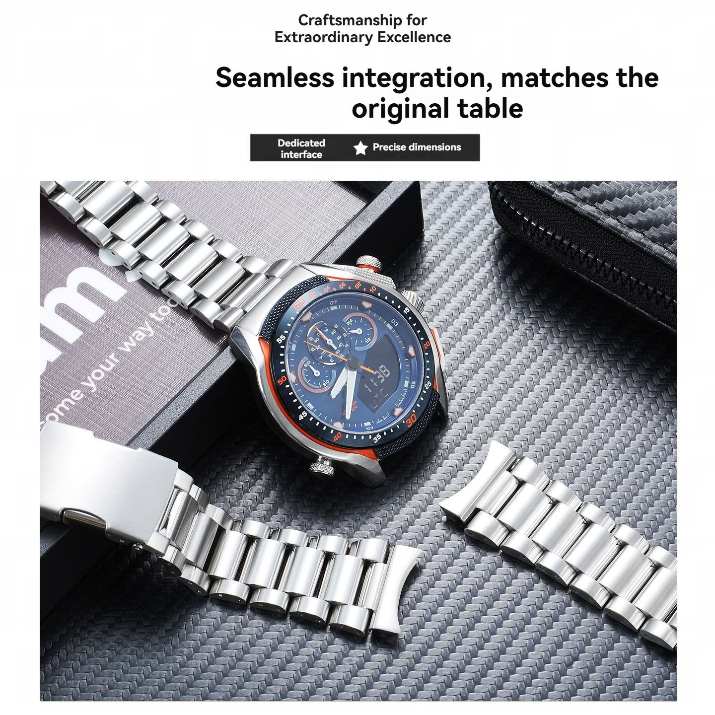 22mm Solid Stainless Steel Watch Band for Citizen Promaster SST / Land