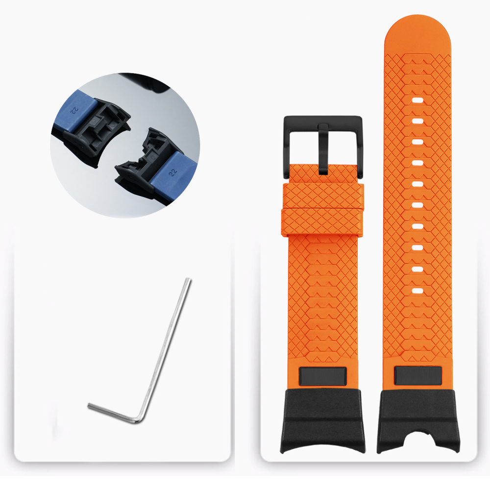 FKM Rubber Watch Band with Metal Adapter Kit for Casio GG-B100 Mudmaster 3rd Gen