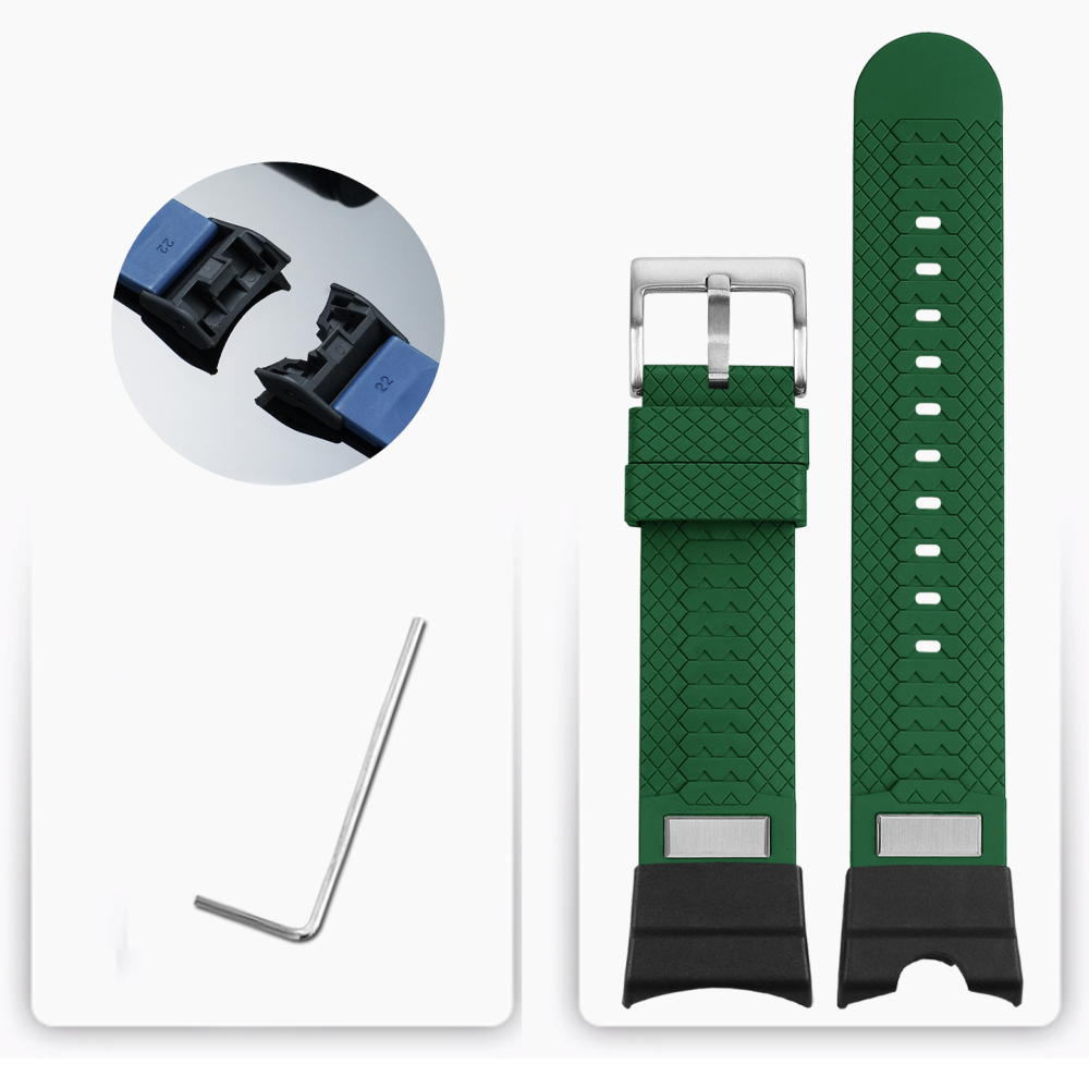 FKM Rubber Watch Band with Metal Adapter Kit for Casio GG-B100 Mudmaster 3rd Gen