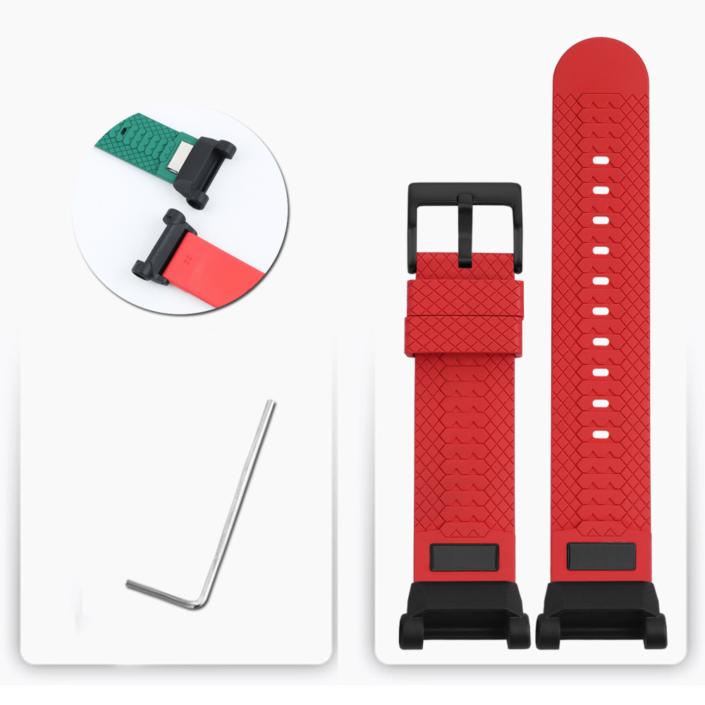 FKM Rubber Watch Band with Metal Adapter Kit for Casio GR-B200 Gravitymaster