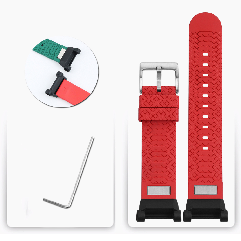 FKM Rubber Watch Band with Metal Adapter Kit for Casio GR-B200 Gravitymaster