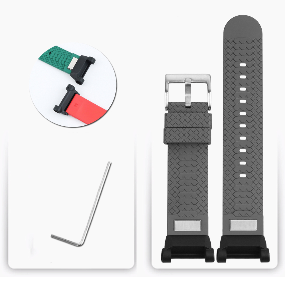FKM Rubber Watch Band with Metal Adapter Kit for Casio GR-B200 Gravitymaster