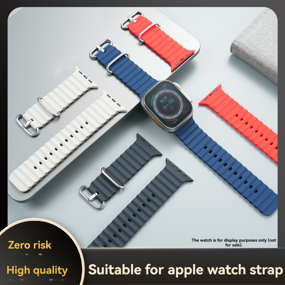 42/46mm Ocean Silicone Watch Band for Apple Watch Series 10 / Ultra / S9 / S8 / S7