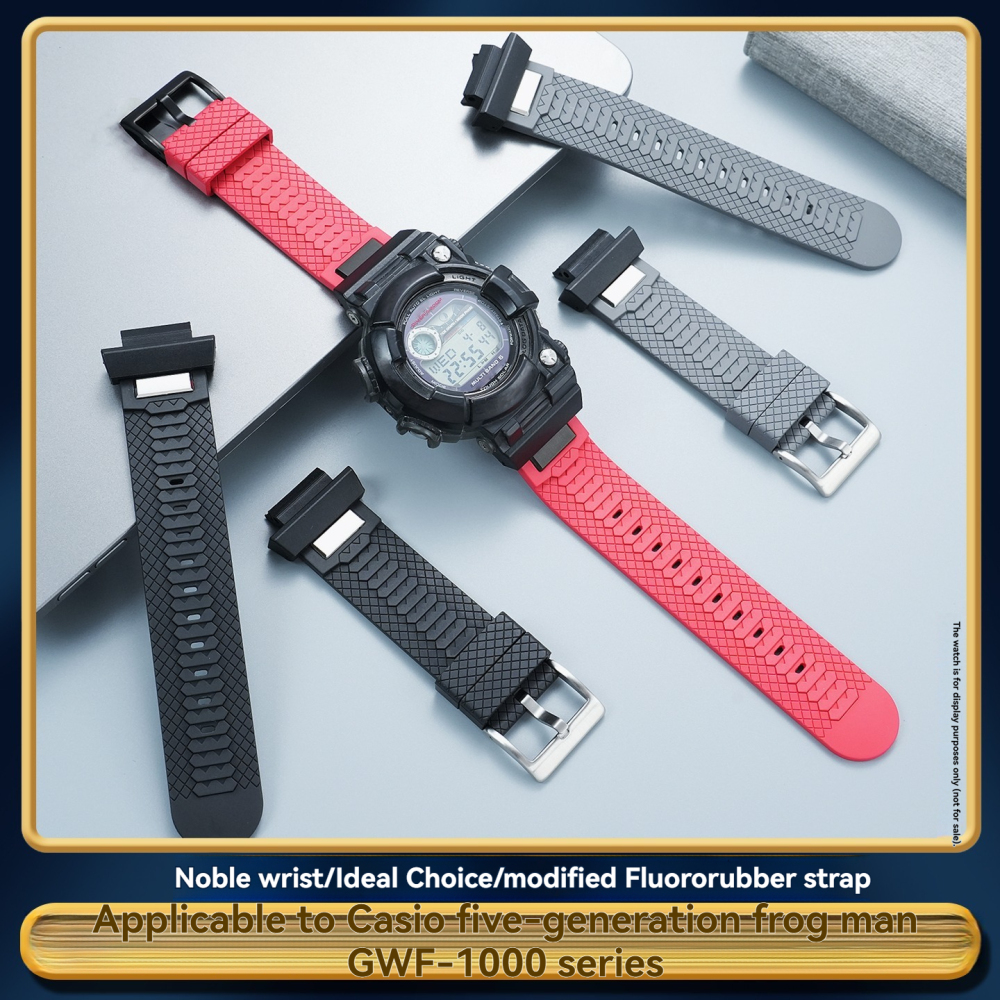 FKM Rubber Dive Strap with Metal Adapter Kit for Casio GWF-1000 Frogman 5th Gen