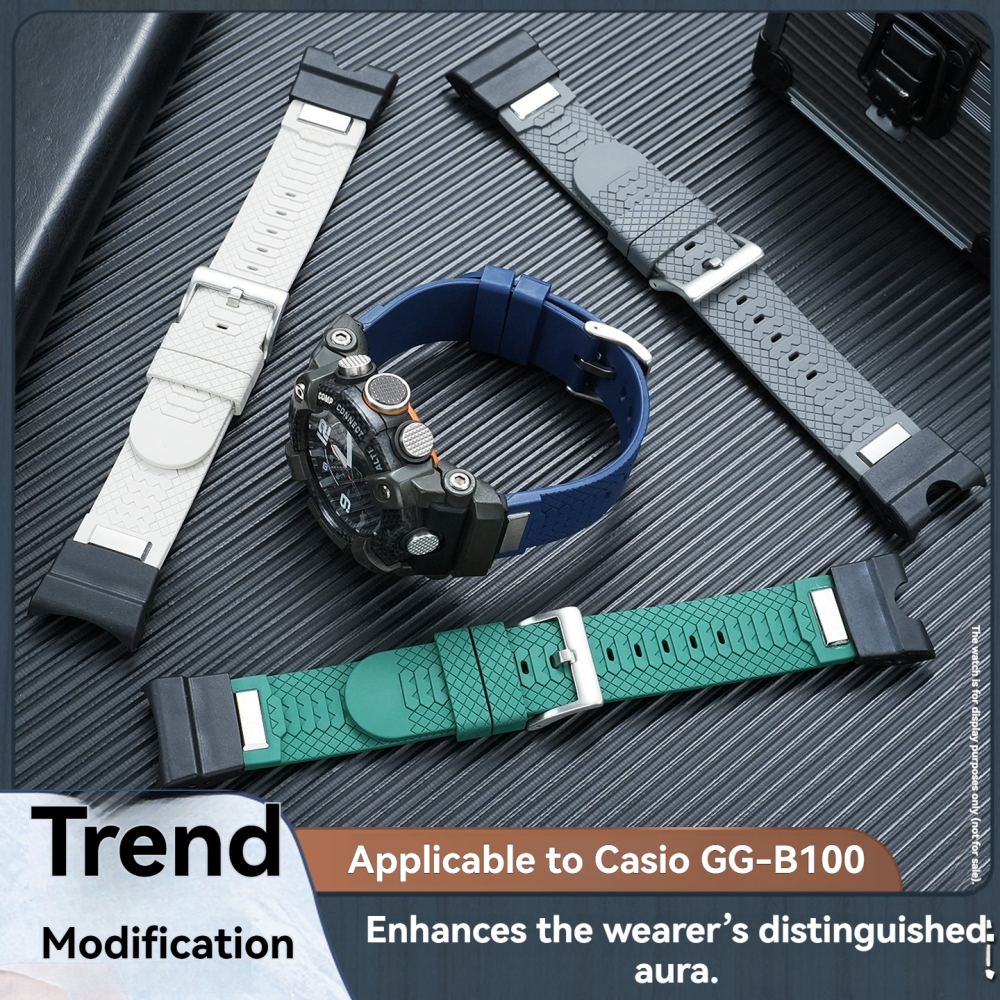FKM Rubber Watch Band with Metal Adapter Kit for Casio GG-B100 Mudmaster 3rd Gen