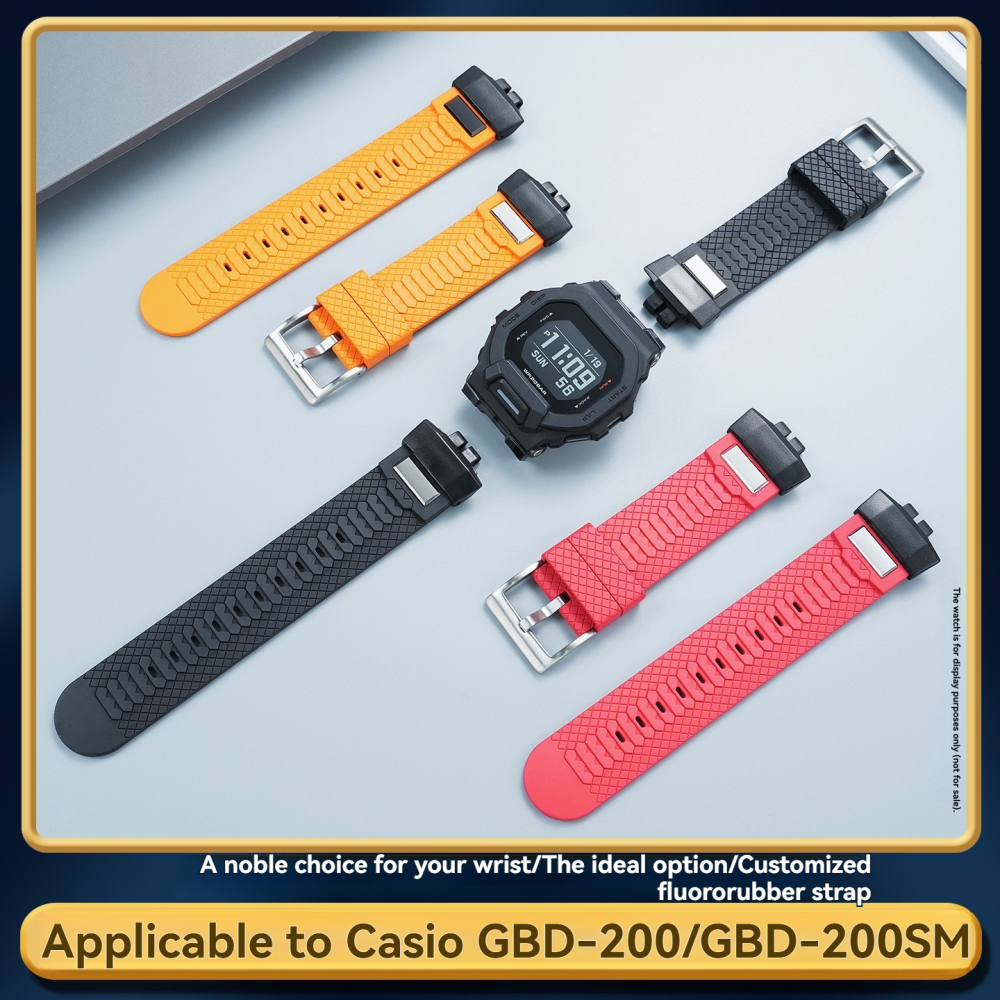Fluoroelastomer FKM Rubber Watch Band for Casio GBD-200 G-SQUAD