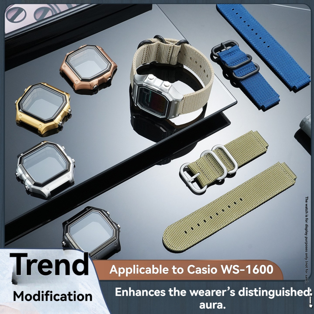 18mm Stainless Steel Case & Nylon Strap Conversion Kit for Casio WS-1700H