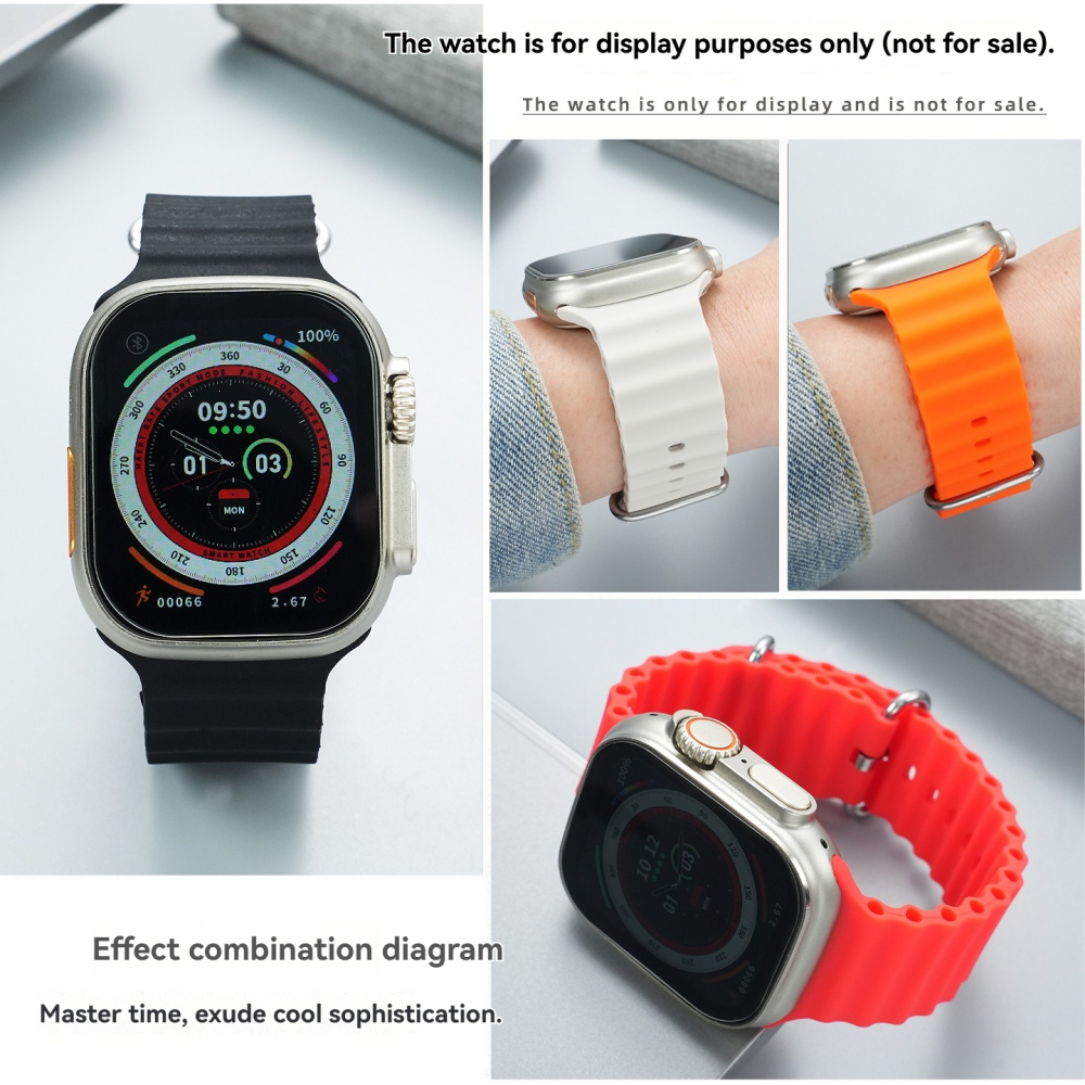 42/46mm Ocean Silicone Watch Band for Apple Watch Series 10 / Ultra / S9 / S8 / S7