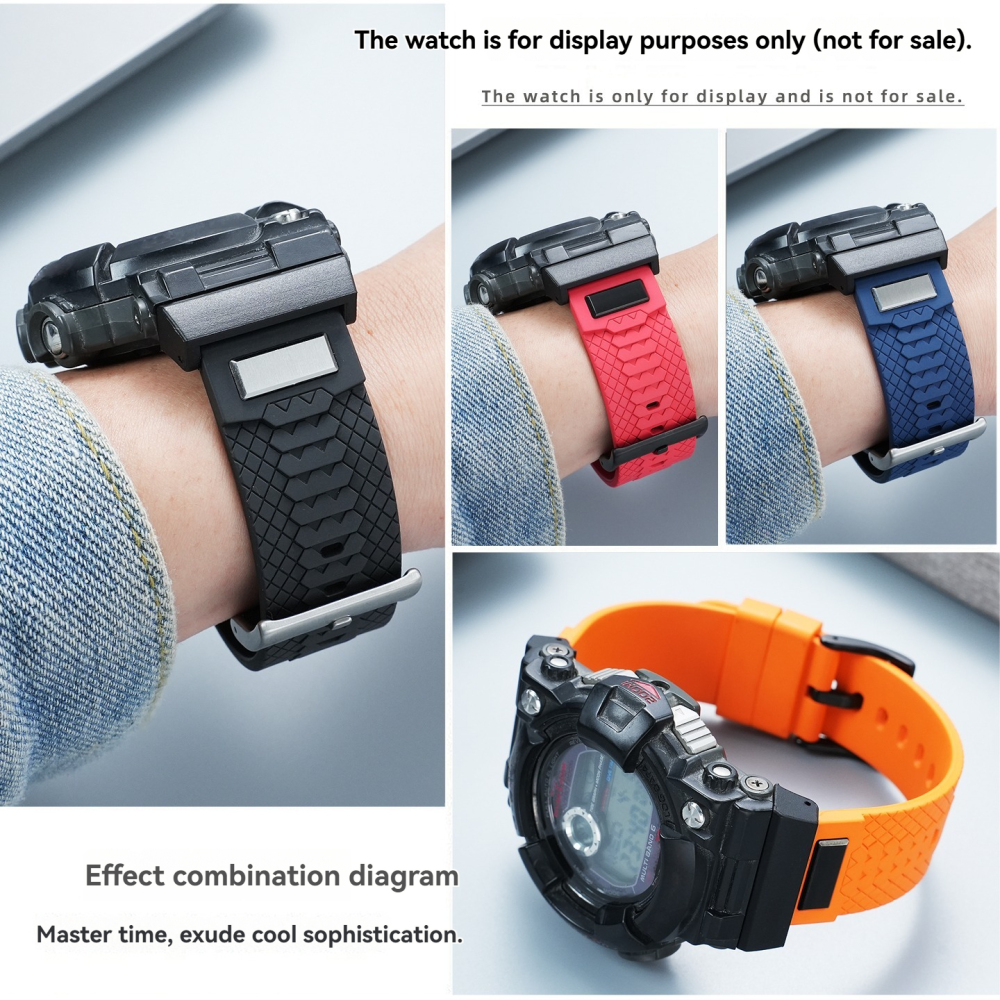 FKM Rubber Dive Strap with Metal Adapter Kit for Casio GWF-1000 Frogman 5th Gen