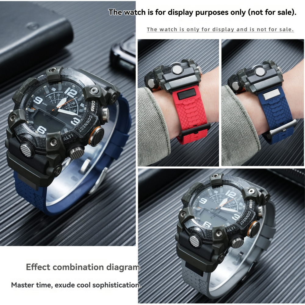 FKM Rubber Watch Band with Metal Adapter Kit for Casio GG-B100 Mudmaster 3rd Gen