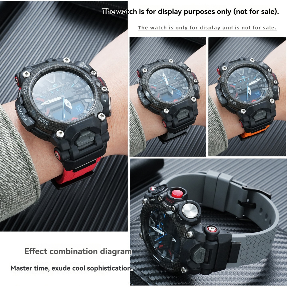 FKM Rubber Watch Band with Metal Adapter Kit for Casio GR-B200 Gravitymaster