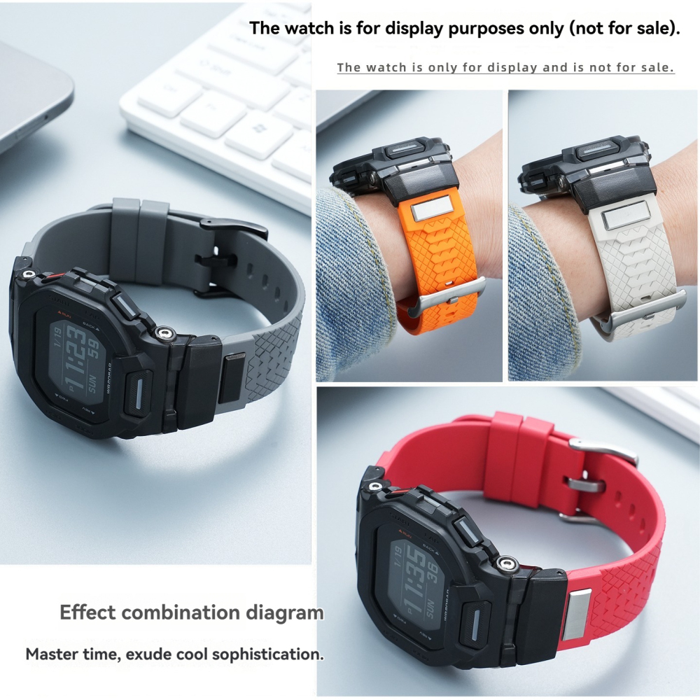 Fluoroelastomer FKM Rubber Watch Band for Casio GBD-200 G-SQUAD