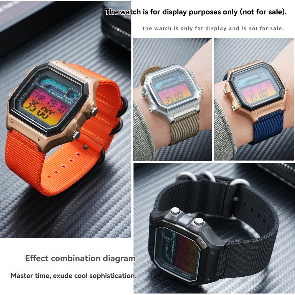 18mm Stainless Steel Case & Nylon Strap Conversion Kit for Casio WS-1700H