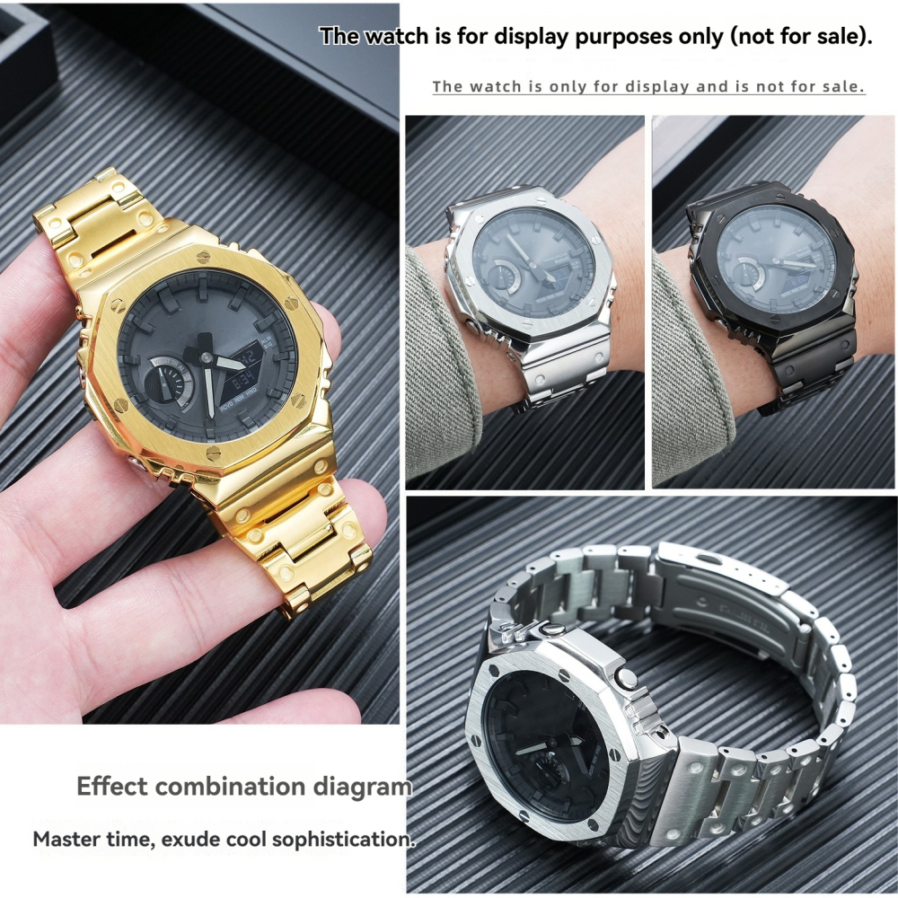 Stainless Steel Case & Bracelet Conversion Kit for Casio GA-B2100 / GA-2110 / GA-2100