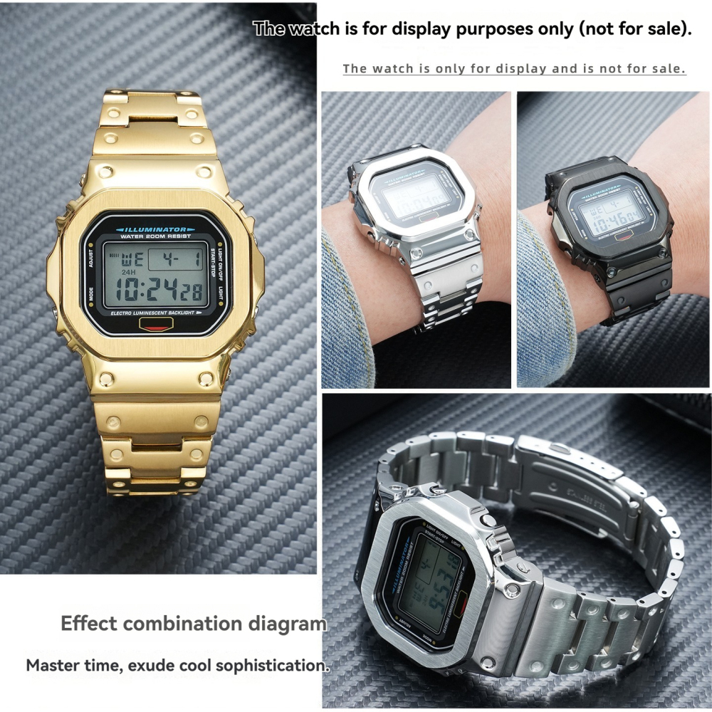 Stainless Steel Case & Bracelet Conversion Kit for Casio GM-5600 / DW-5600 / DW-5610