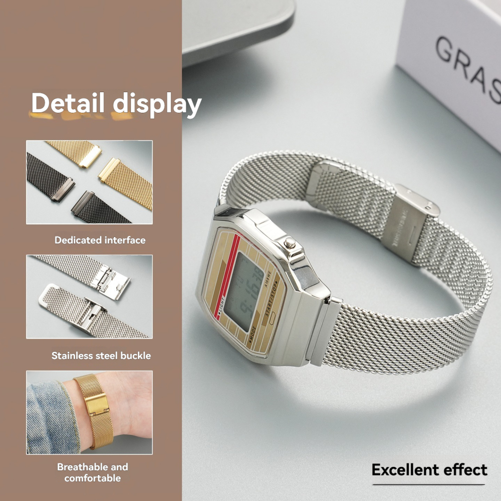 18mm Milanese Mesh Watch Band for Casio A158 / A168 / F-91W