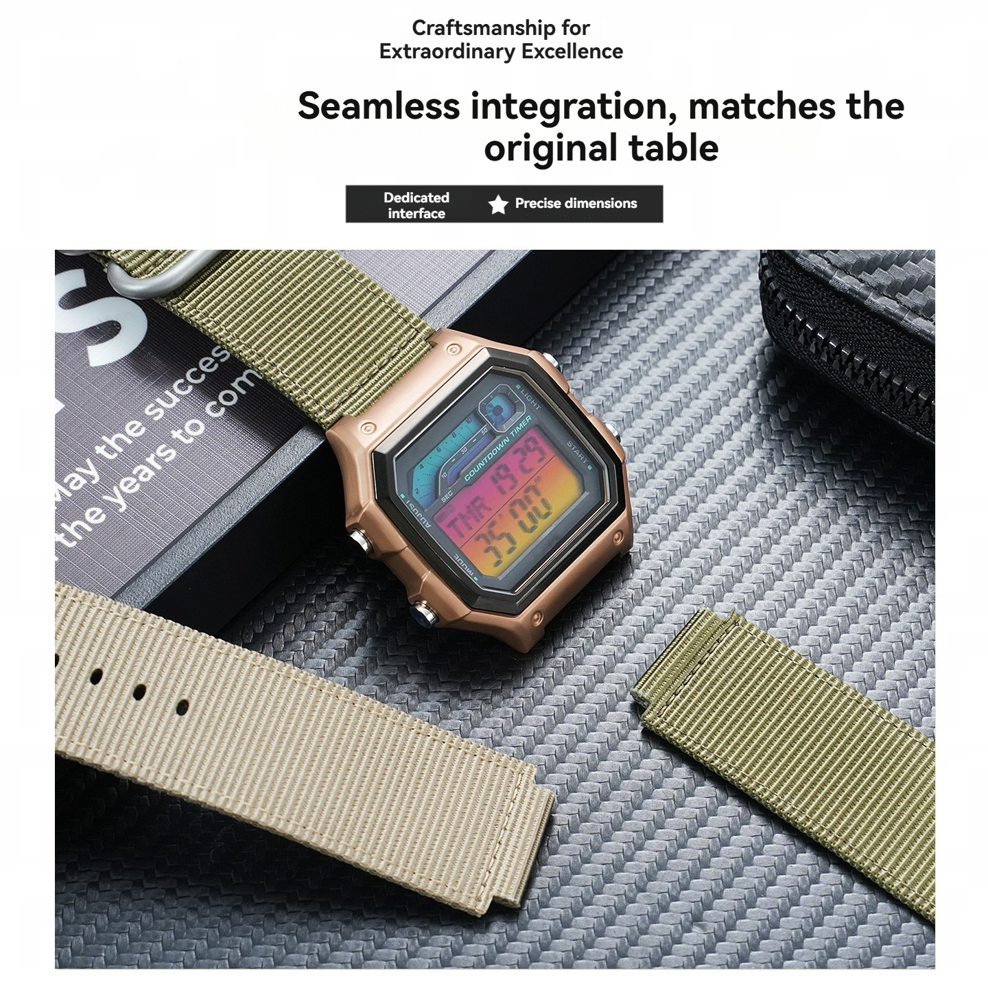18mm Stainless Steel Case & Nylon Strap Conversion Kit for Casio WS-1700H