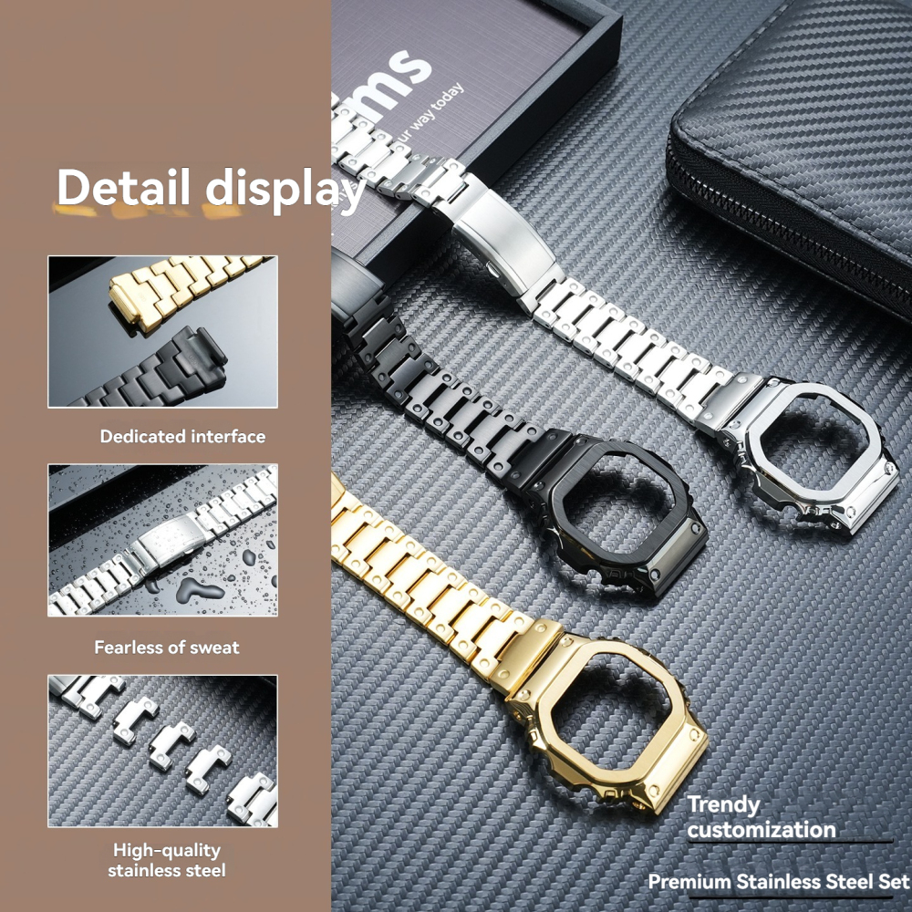 Stainless Steel Case & Bracelet Conversion Kit for Casio GM-5600 / DW-5600 / DW-5610