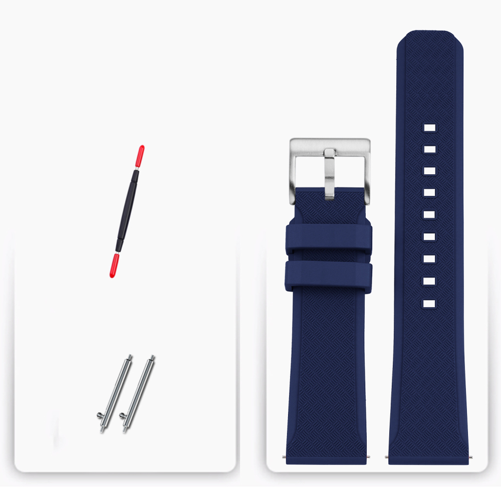 20/22mm Textured FKM Rubber Watch Band for TAG Heuer / Omega / Huawei