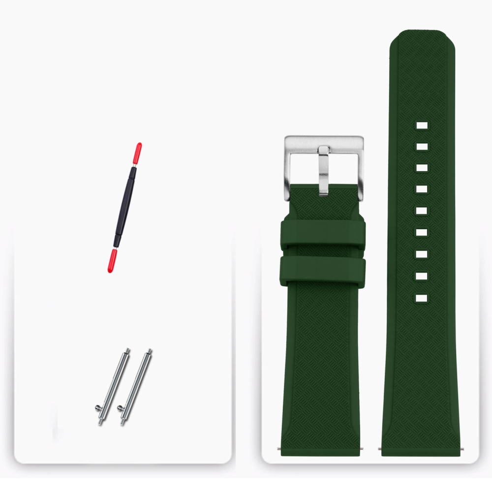 20/22mm Textured FKM Rubber Watch Band for TAG Heuer / Omega / Huawei