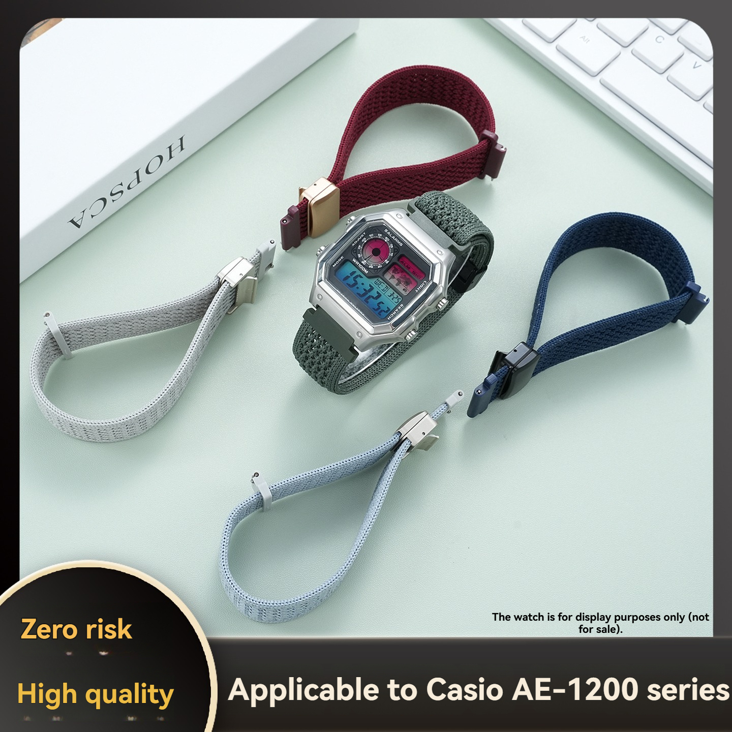18mm Nylon Canvas Watch Band for Casio AE-1200 / A158 / A168 / F-91W