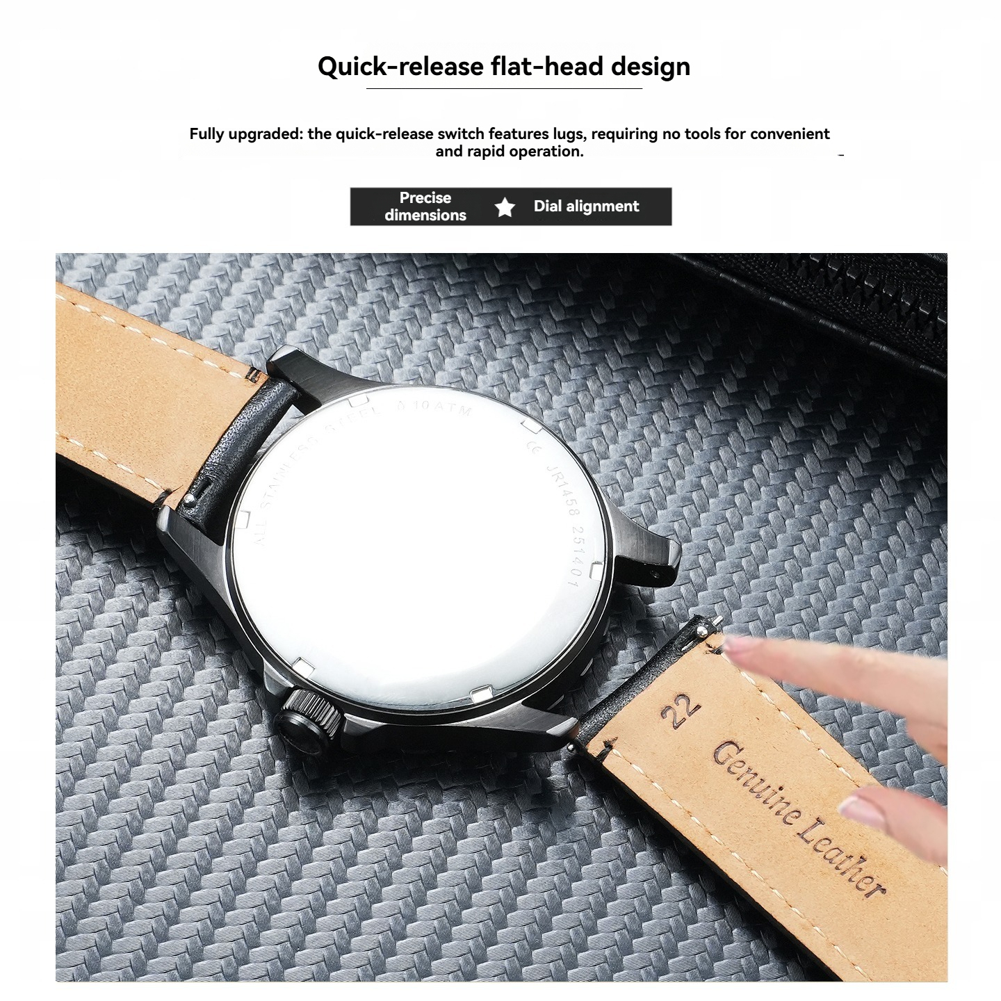 22mm Genuine Leather Watch Band for Fossil Grant FS4735 / FS4812 / ME3052 / ME3054