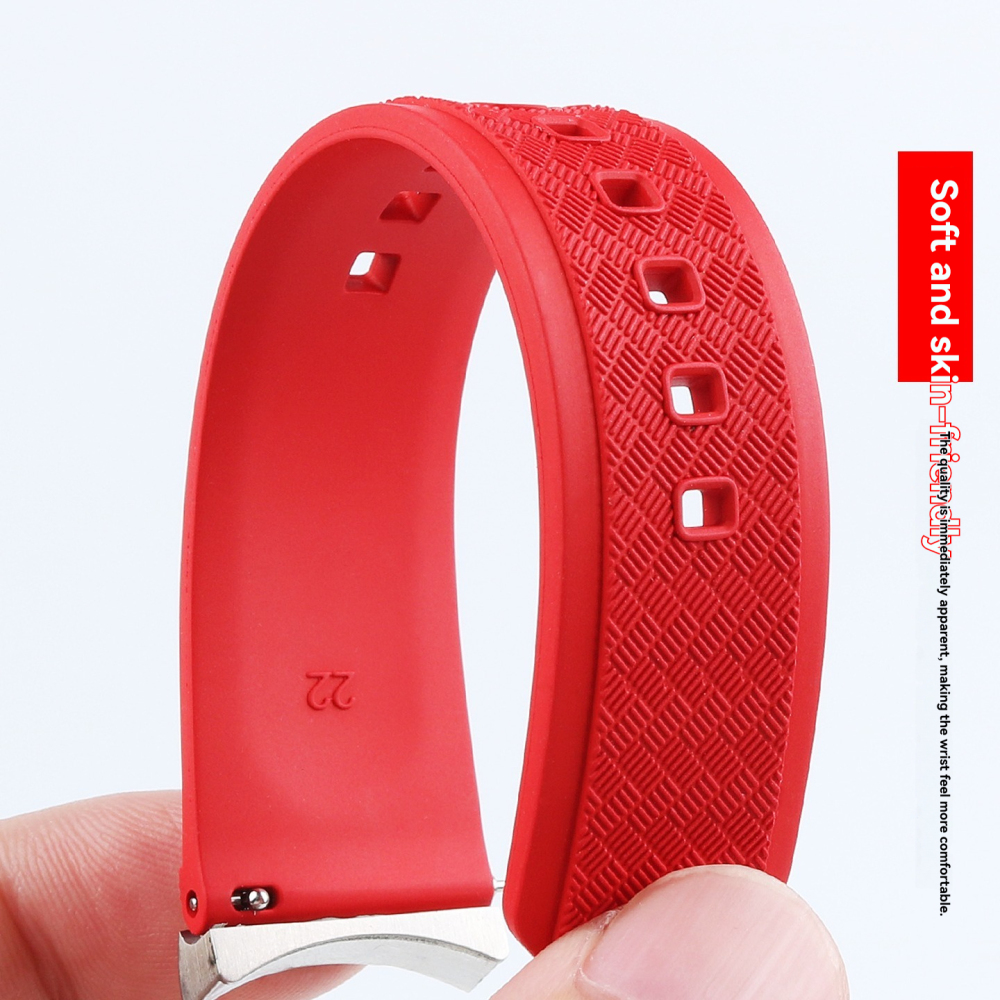 20/21/22mm Curved End FKM Rubber Watch Band for Omega Seamaster 300 / Planet Ocean 600