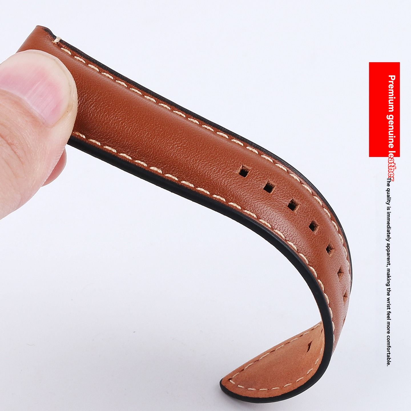 22mm Genuine Leather Watch Band for Fossil Grant FS4735 / FS4812 / ME3052 / ME3054