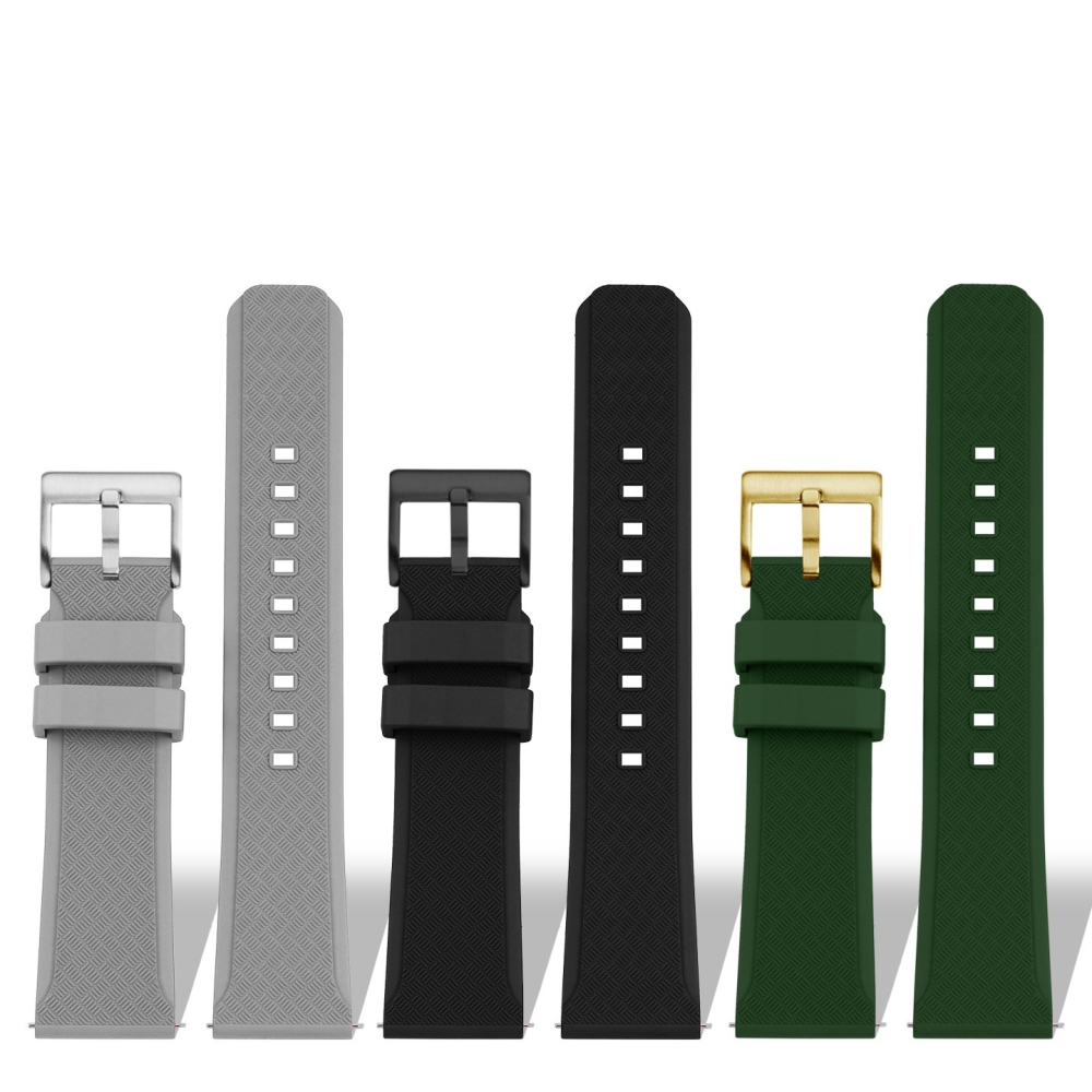 20/22mm Textured FKM Rubber Watch Band for TAG Heuer / Omega / Huawei