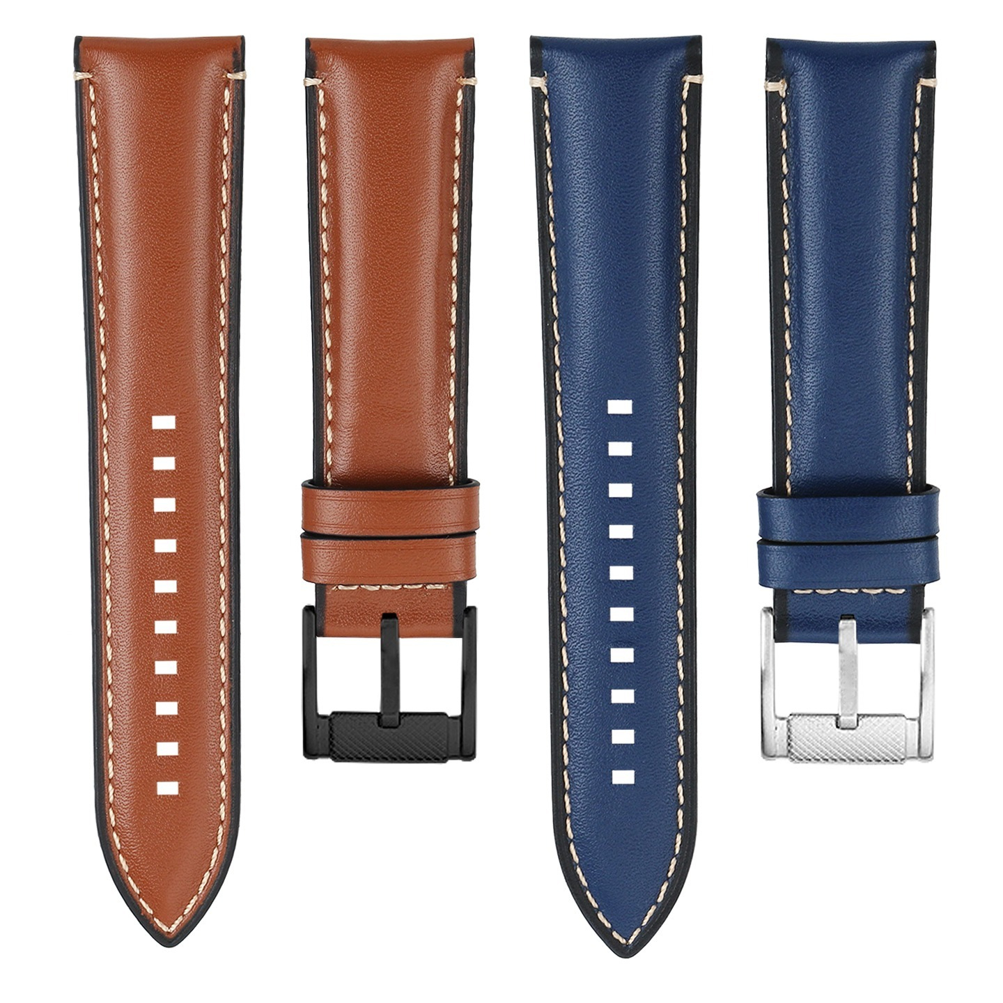 22mm Genuine Leather Watch Band for Fossil Grant FS4735 / FS4812 / ME3052 / ME3054
