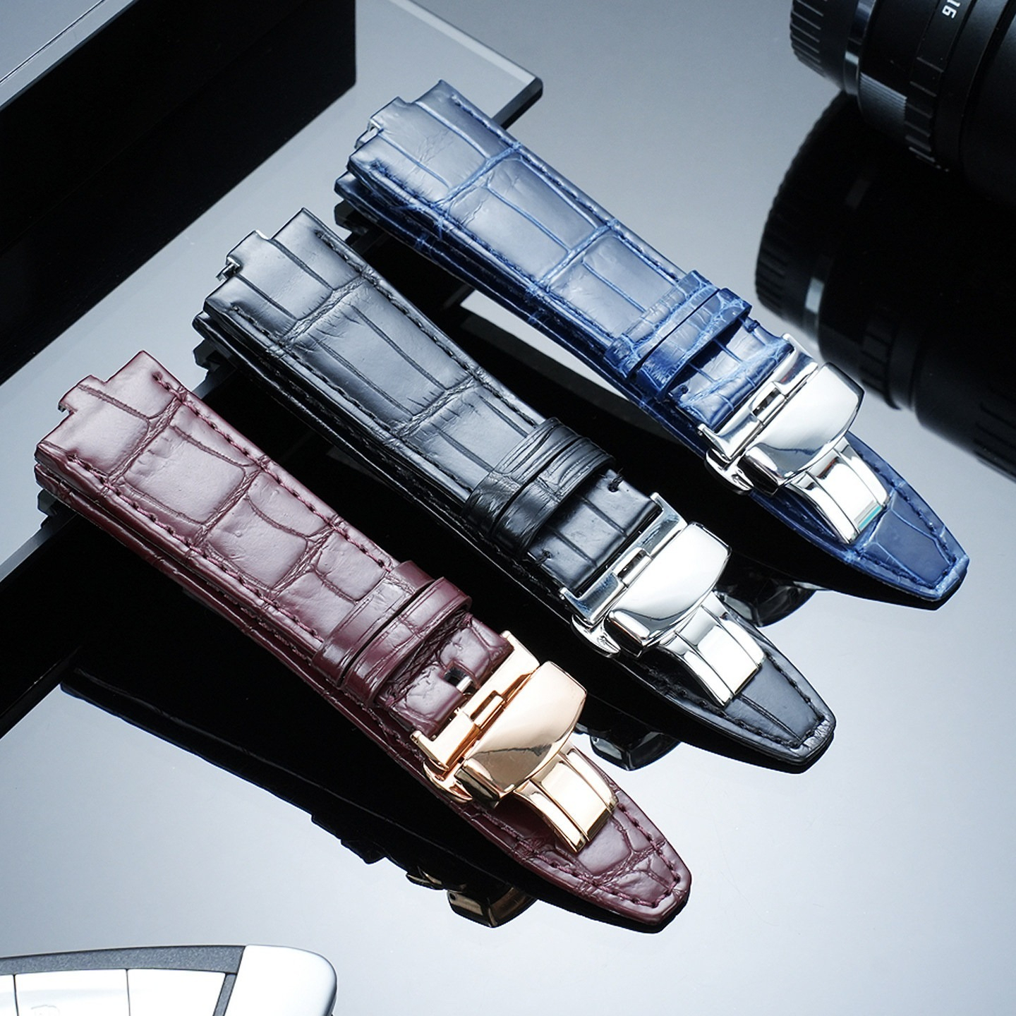 Quick Release Genuine Alligator Leather Watch Band for Vacheron Constantin Overseas 4500V / 5500V / 7900V
