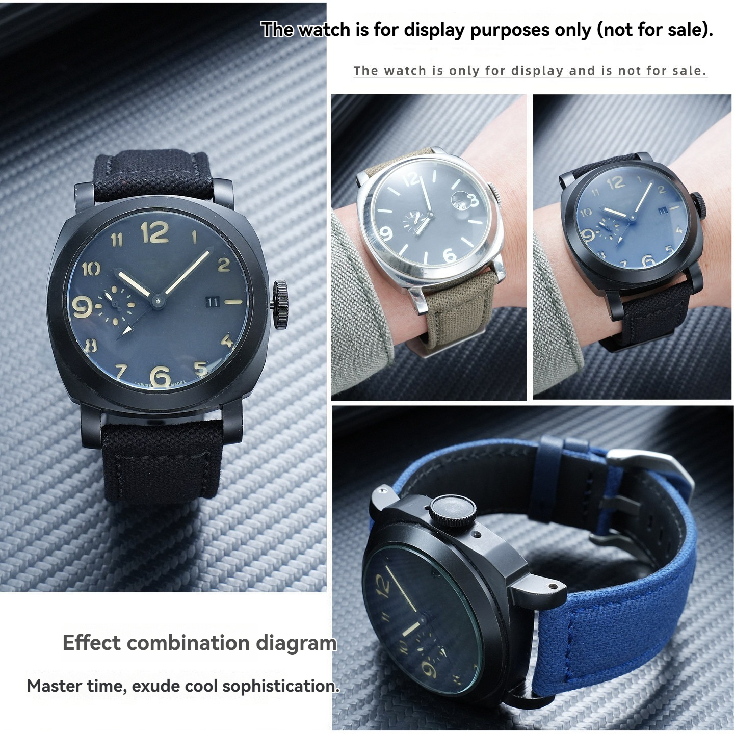24mm Nylon & Leather Hybrid Watch Band for Panerai PAM111 / PAM441