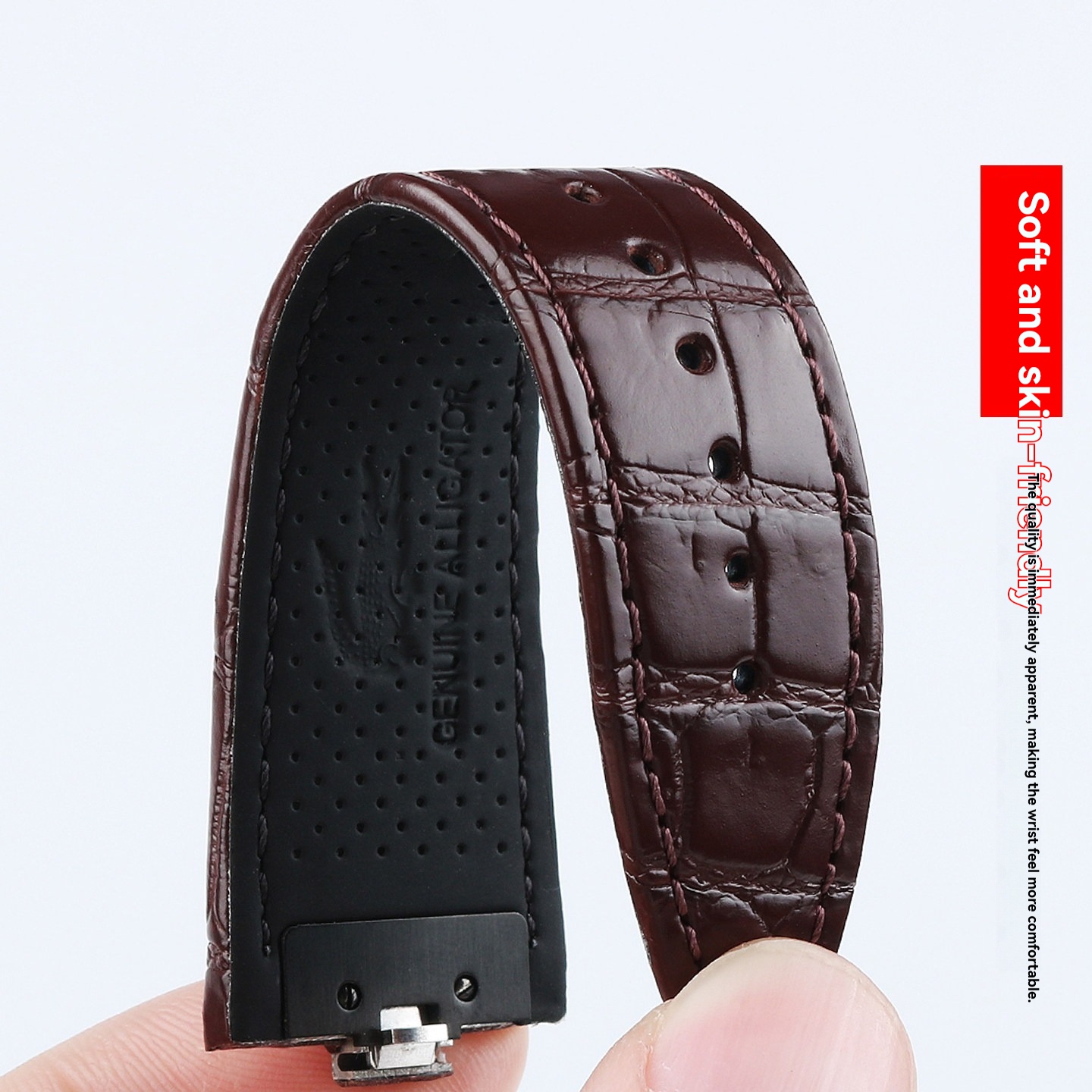 Quick Release Genuine Alligator Leather Watch Band for Vacheron Constantin Overseas 4500V / 5500V / 7900V