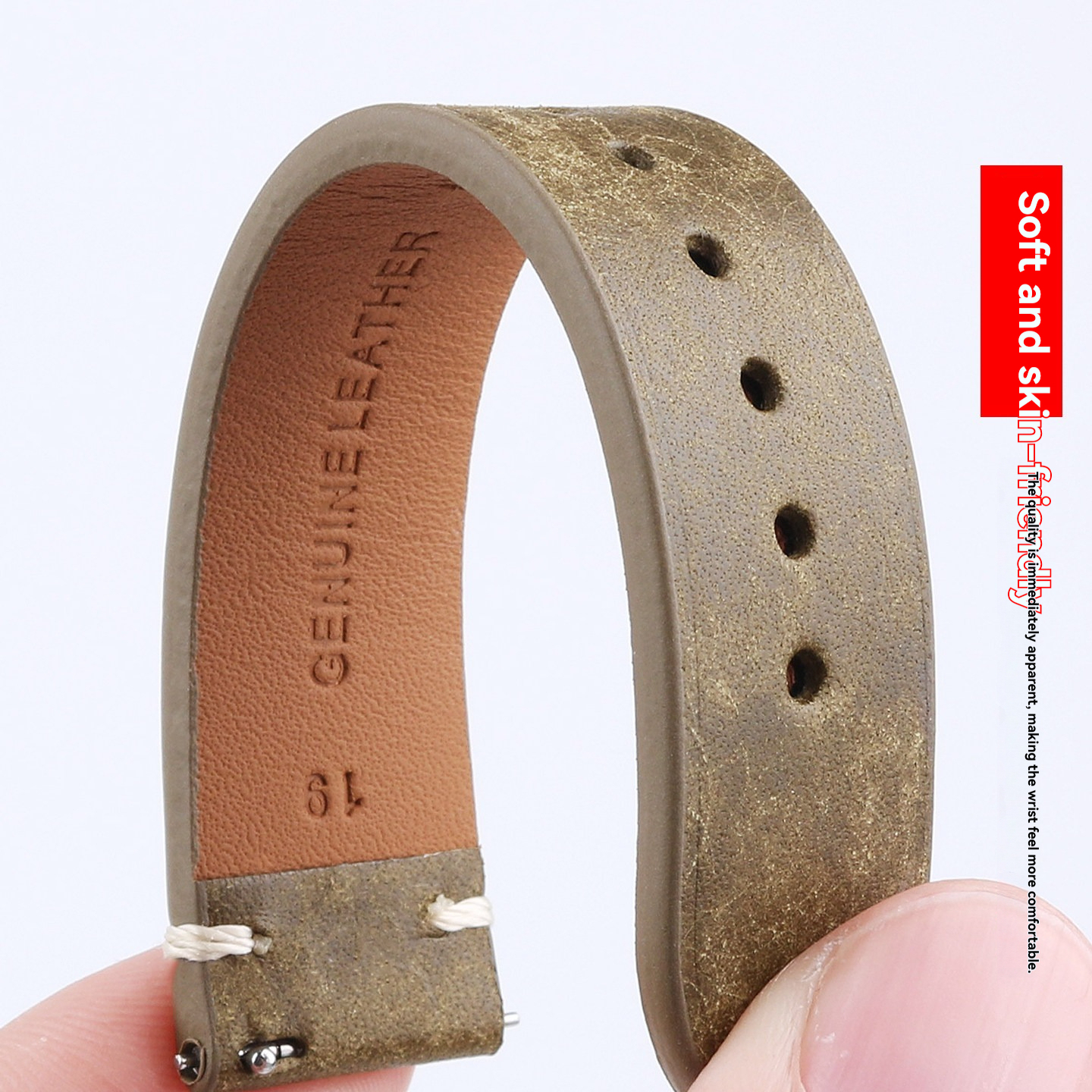 Quick Release Vintage Leather Watch Band for Casio Forester FT-500WC