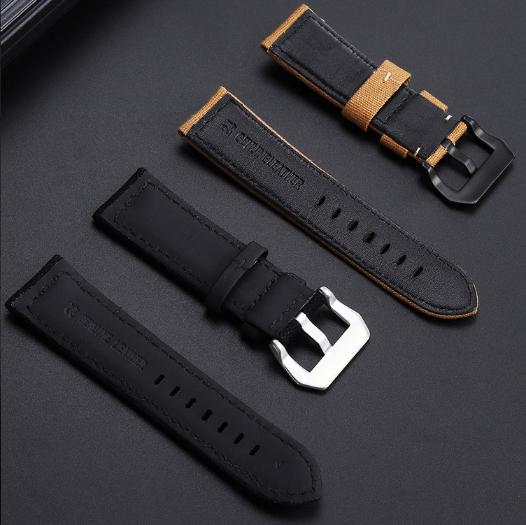 24mm Nylon & Leather Hybrid Watch Band for Panerai PAM111 / PAM441