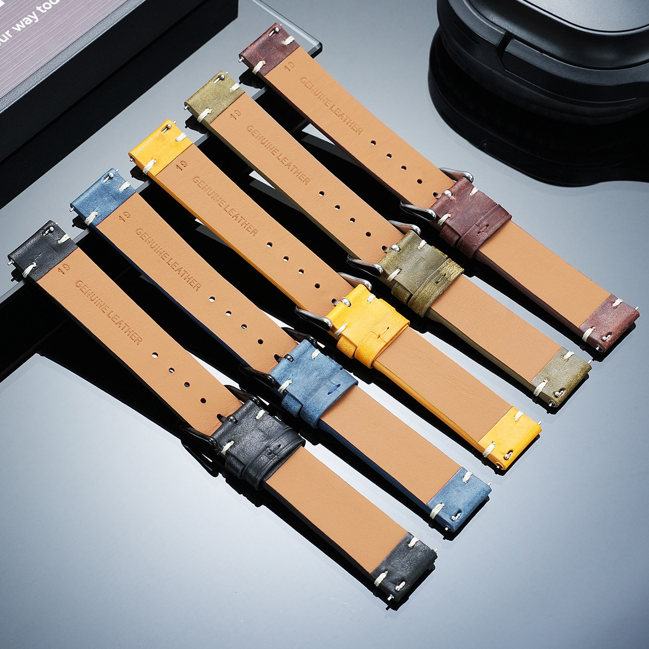 Quick Release Vintage Leather Watch Band for Casio Forester FT-500WC