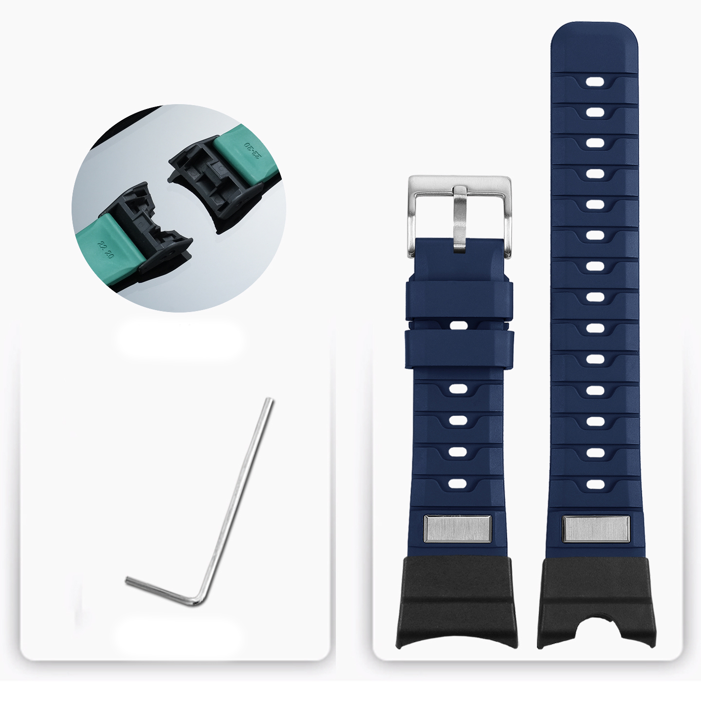 FKM Rubber Watch Band with Metal Adapter Kit for Casio GG-B100 Mudmaster