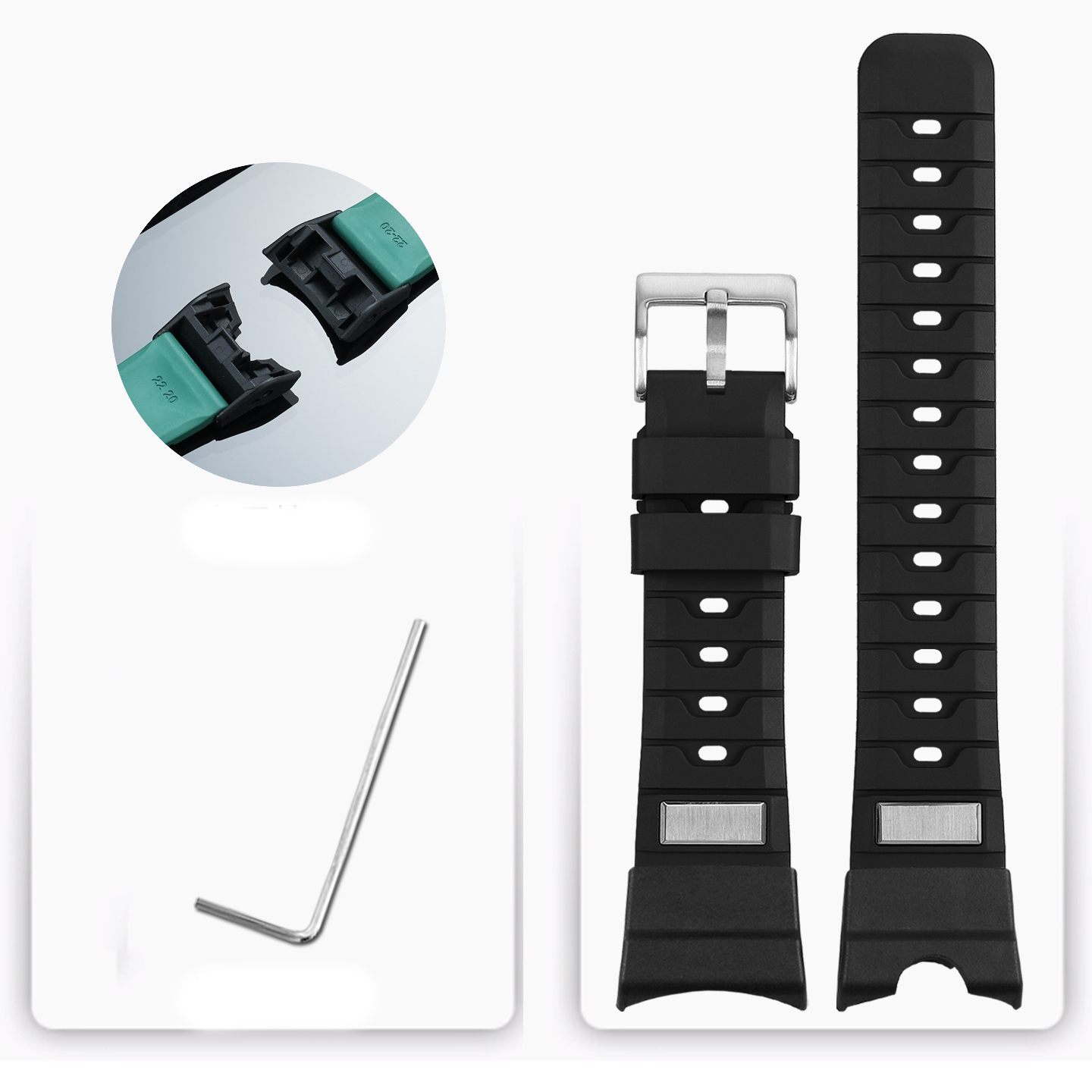 FKM Rubber Watch Band with Metal Adapter Kit for Casio GG-B100 Mudmaster