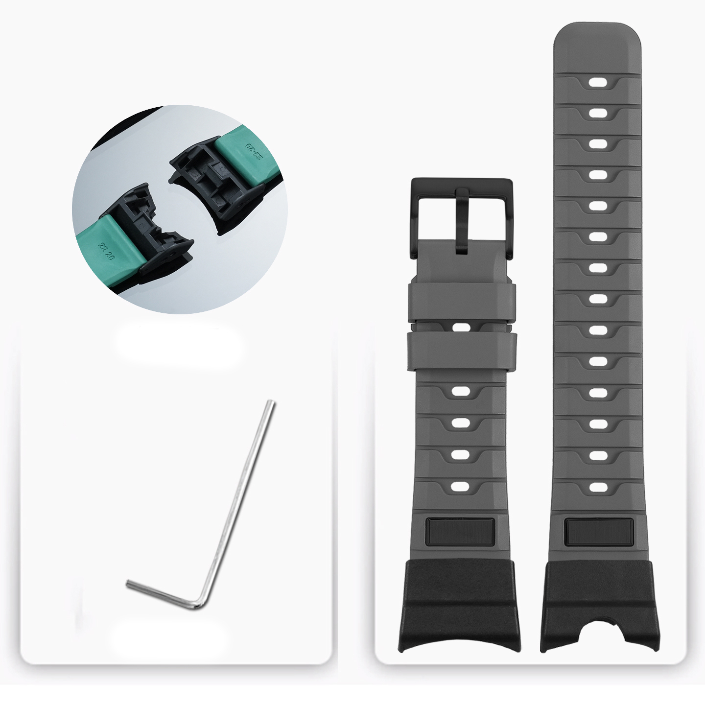 FKM Rubber Watch Band with Metal Adapter Kit for Casio GG-B100 Mudmaster