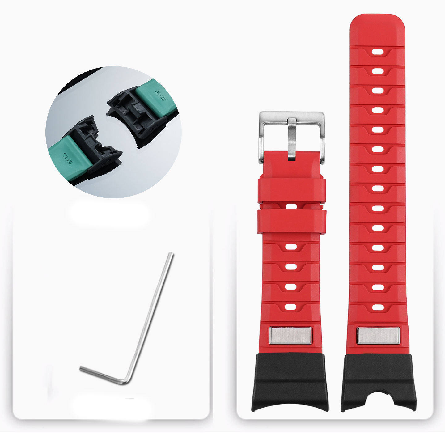 FKM Rubber Watch Band with Metal Adapter Kit for Casio GG-B100 Mudmaster