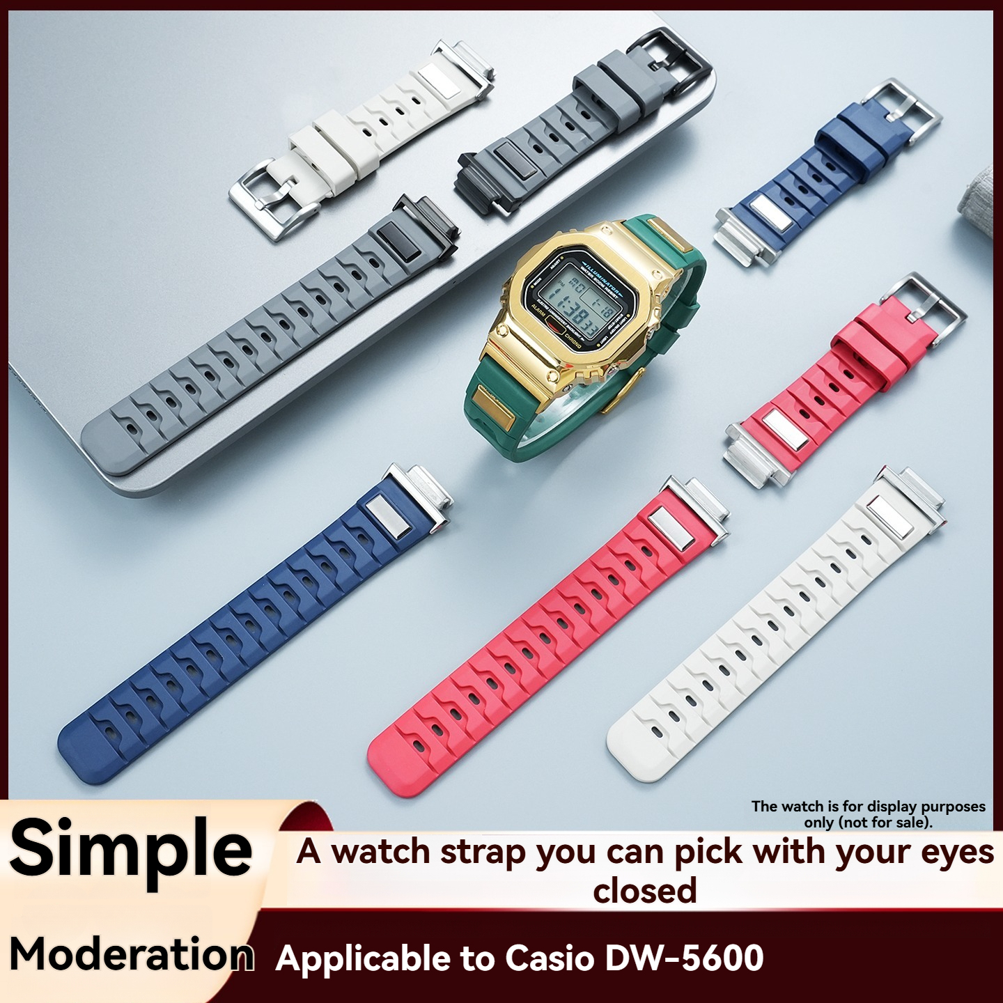 16mm FKM Rubber Watch Band for Casio DW-5600 / GW-M5610 / GW-B5600