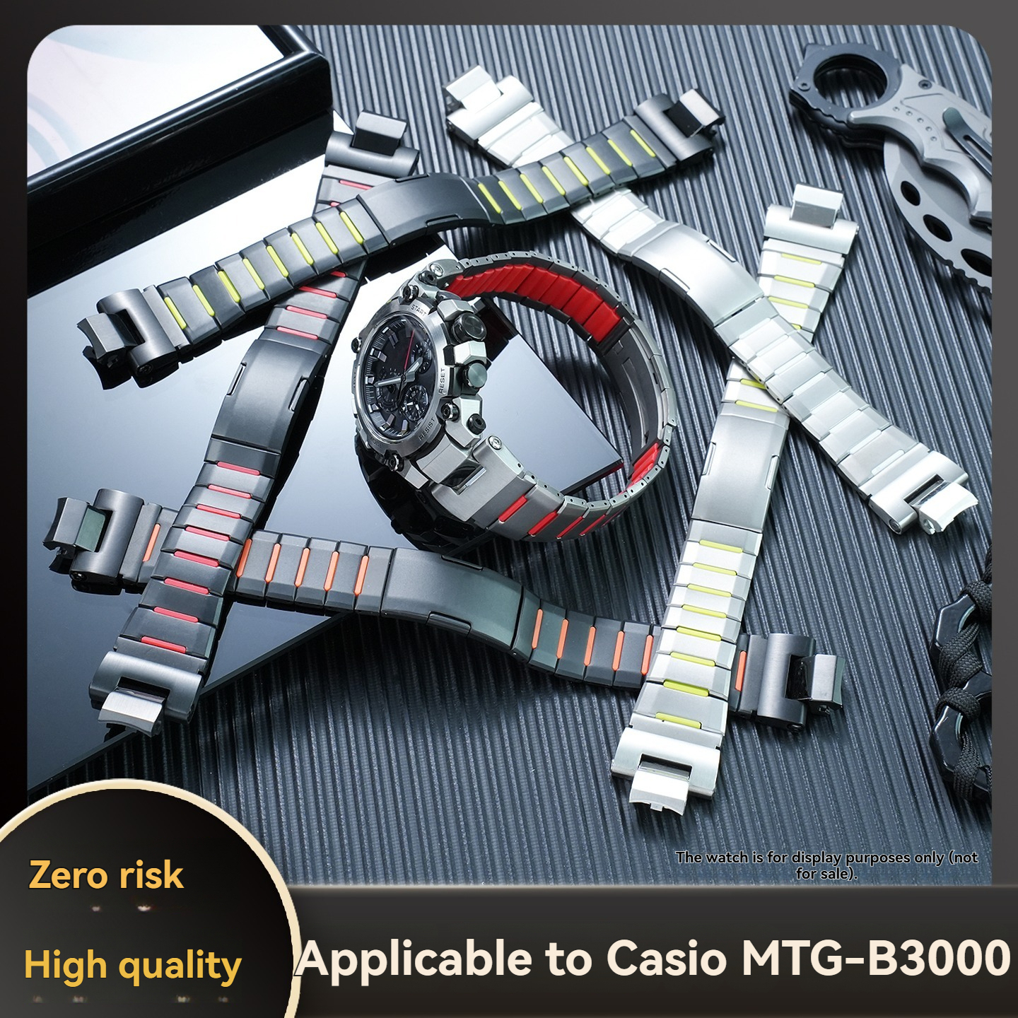 Stainless Steel & Silicone Composite Watch Band for Casio MTG-B3000