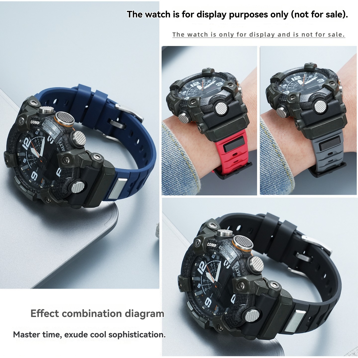 FKM Rubber Watch Band with Metal Adapter Kit for Casio GG-B100 Mudmaster